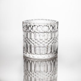 Clear Flat Lid Patterned Candle Glass