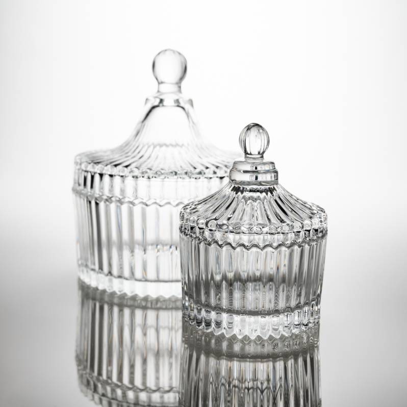 Ribbed Decorative Glass With Lid