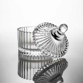 Ribbed Decorative Glass With Lid