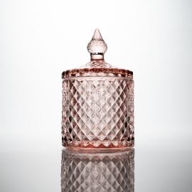 Soft Pink Geo Candle Glass